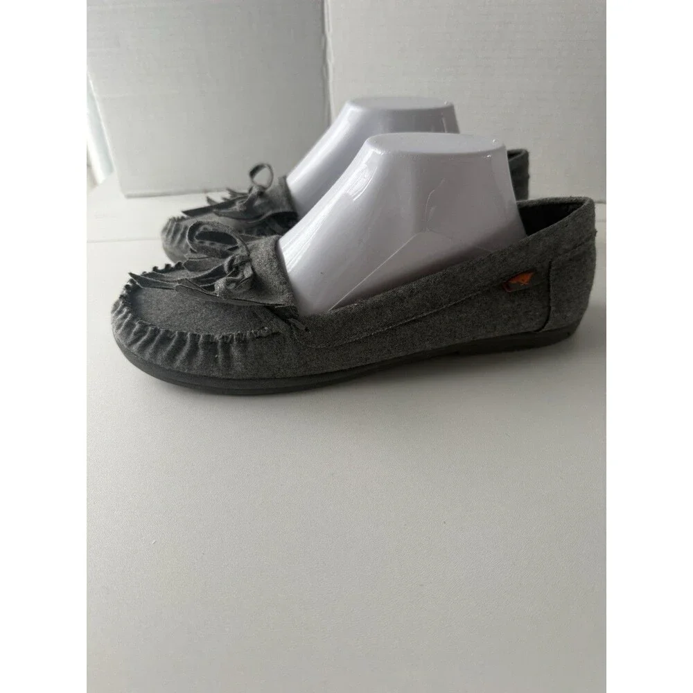 Rocket Dog Grey Cotton Sherpa Insole Moccasin Loafers Slip Ons Women's Size 11